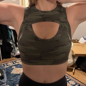 Alphalete Olive Camo Keyhole Sports Bra
